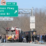 Emergency personnel work on the scene of the deadly bus crash in the Bronx, New York, New York, USA, 12 March 2011. Officials said at least 14 people died and another 20 were hospitalized in an early morning crash on a tour bus returning from Mohegan Sun Casino to the Chinatown section of New York. EPA/ANDREW GOMBERT