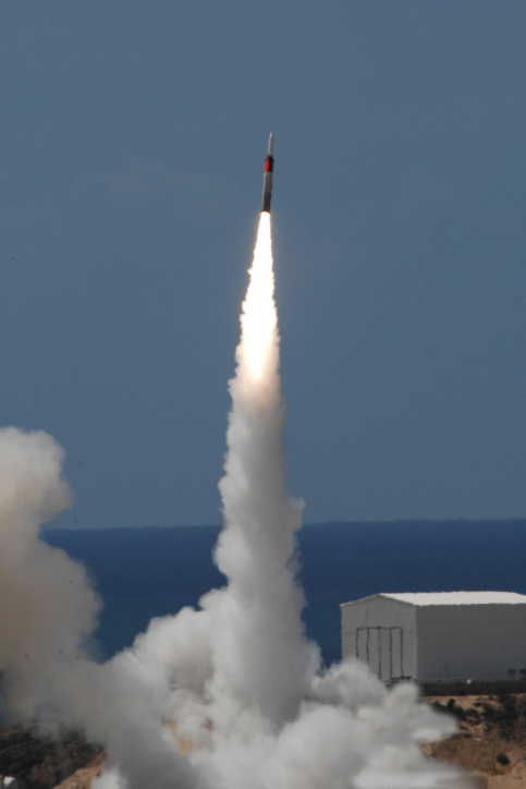 File photo of ARROW Interceptor test conducted during Arrow System Improvement Program (ASIP), at an IDF/AF base by Israel Aerospace Industries (IAI). Photo by IAI via Tsahi Ben-Ami / Flash 90.