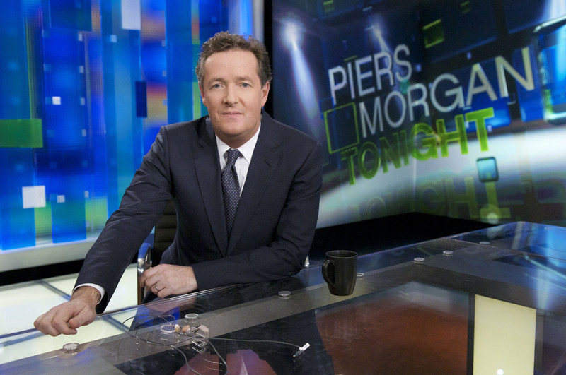 Undated handout photo provided by CNN shows British Television personality Piers Morgan on the set of his new show 'Piers Morgan Tonight'  EPA/CNN HANDOUT