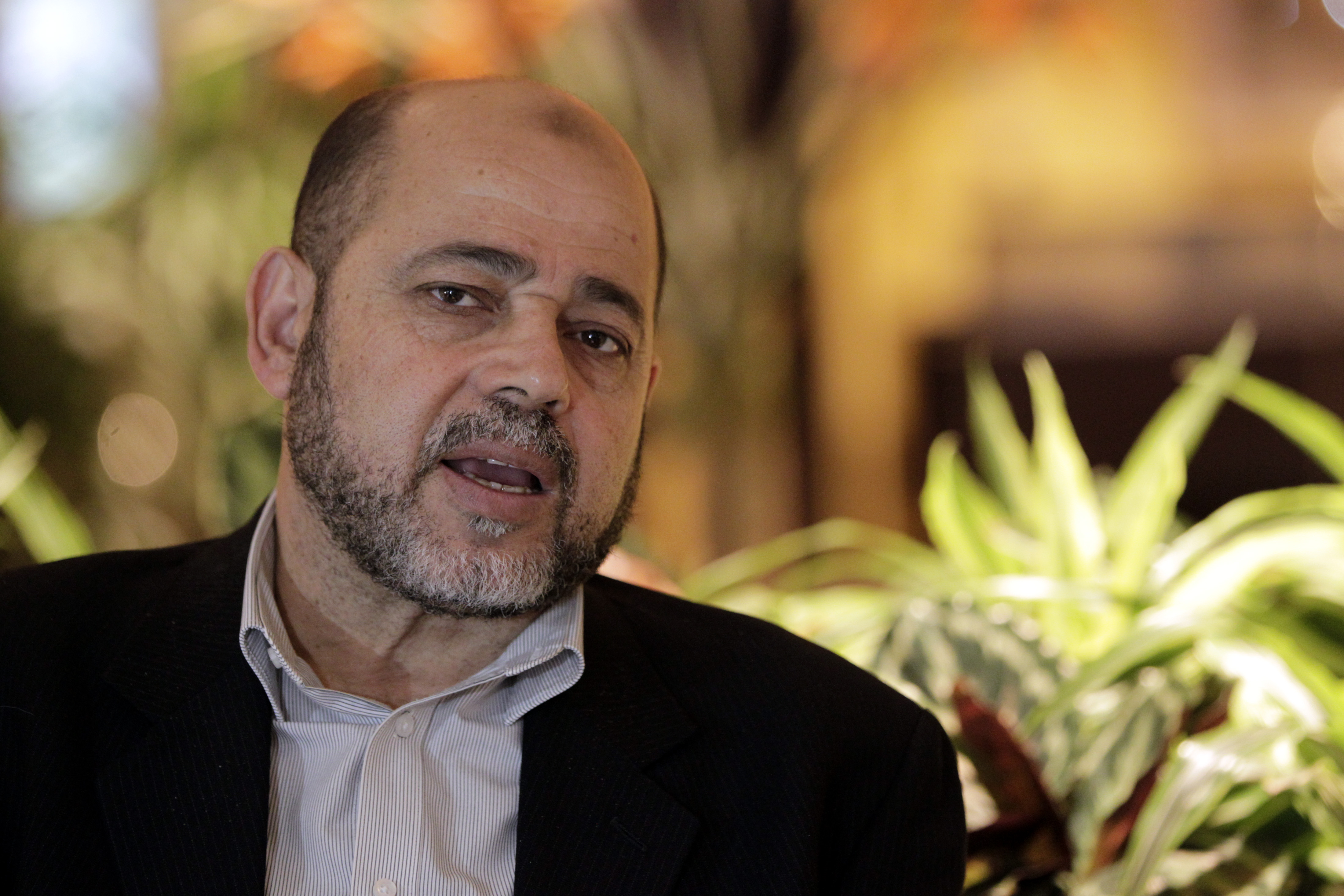 File: Hamas politburo member Musa Abu Marzouk speaks to a reporter at a hotel in Cairo, Egypt, 24 September 2014. EPA/KHALED ELFIQI