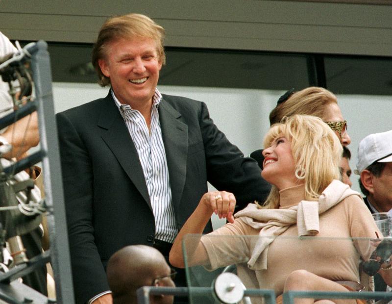 FILE - Developer Donald Trump talks with his former wife Ivana Trump during the men's final at the U.S. Open September 7, 1997. REUTERS/File Photo