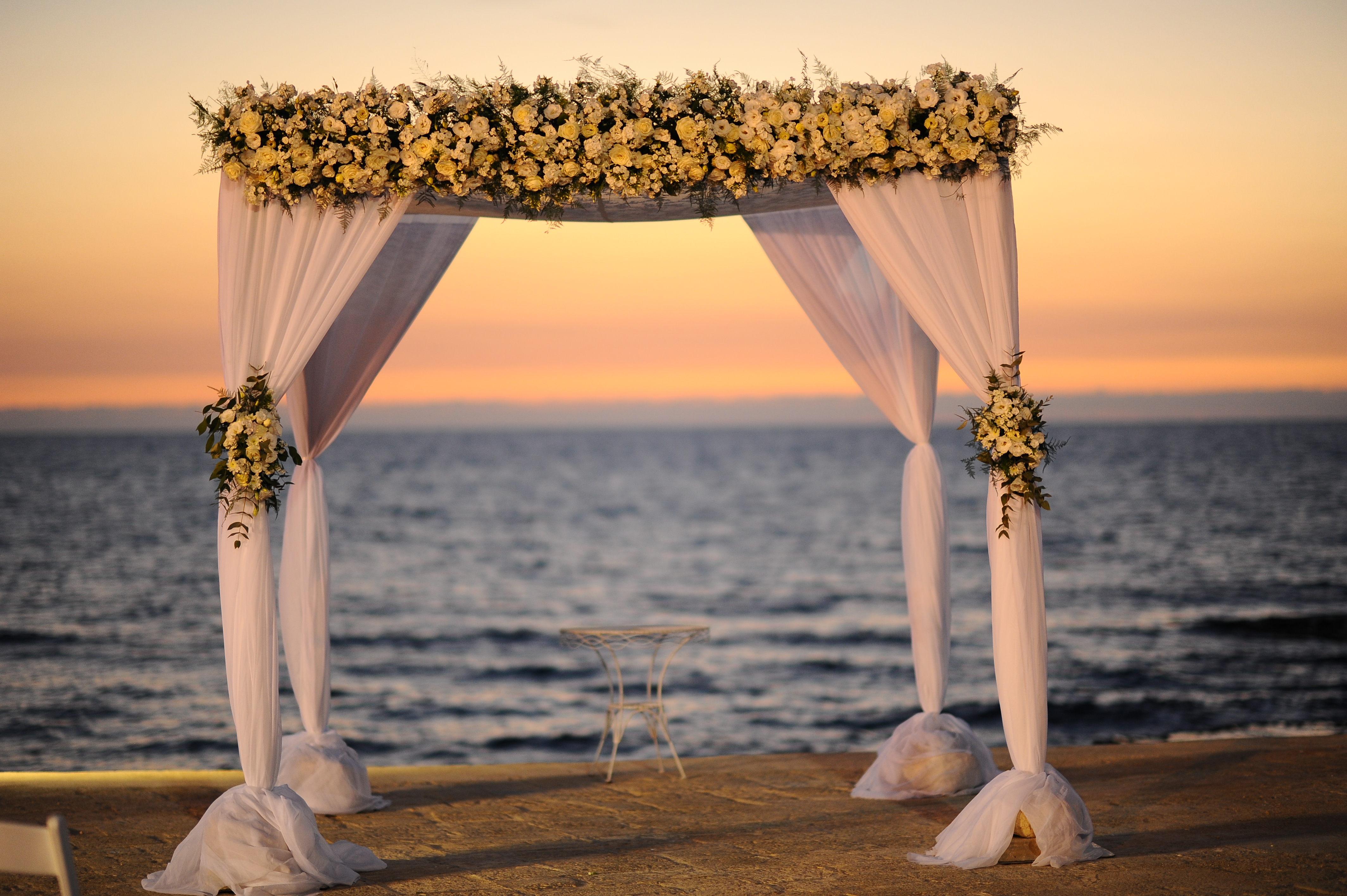 FILE - Illustration photo of a Jewish wedding Chuppah in front of the Mediterranean Sea in Central Jerusalem. January 11, 2018. Photo by Mendy Hechtman/Flash90
