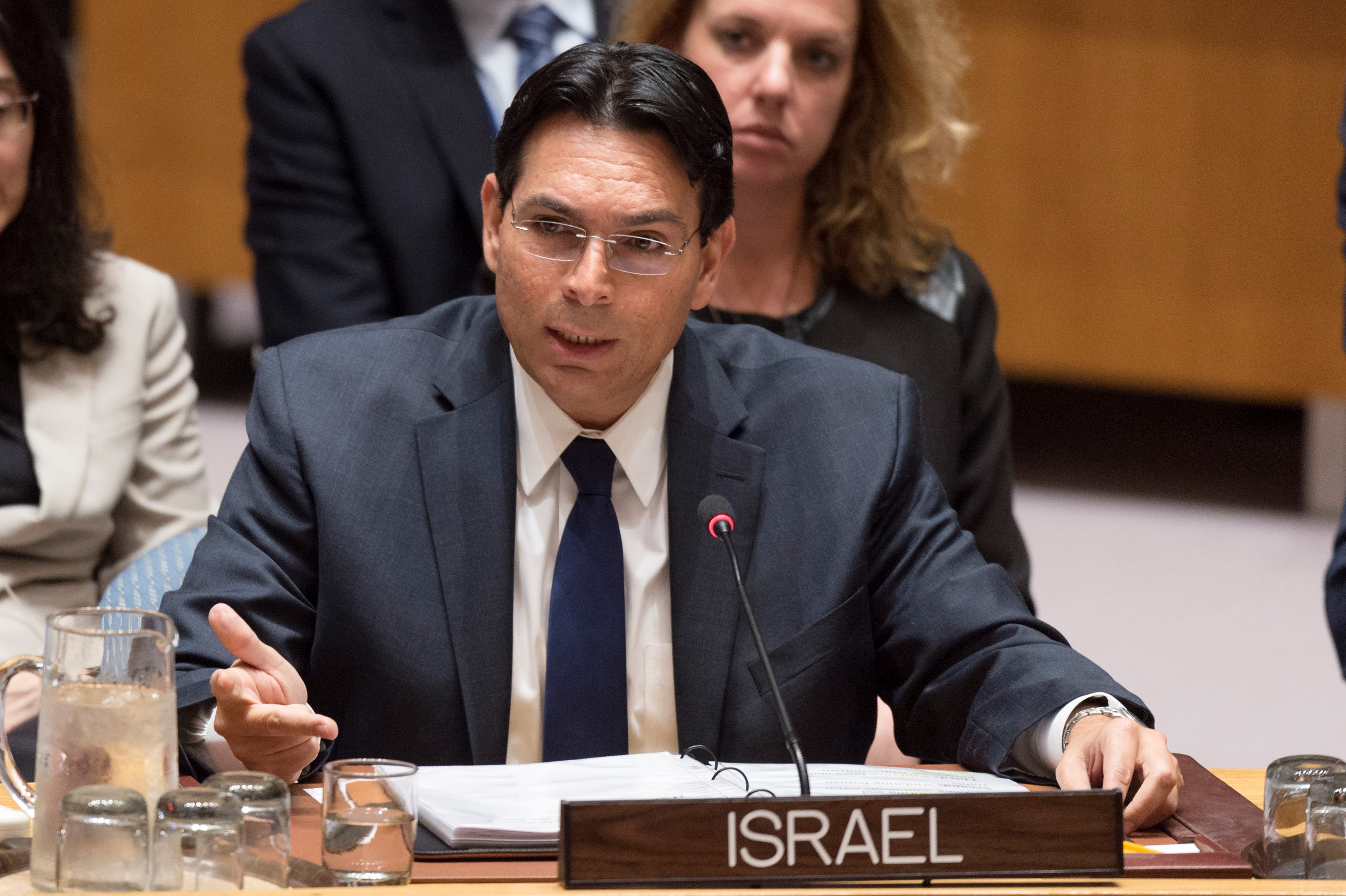 FILE - Danny Danon, Permanent Representative of Israel to the United Nations, addresses the Security Council meeting on the situation in the Middle East.