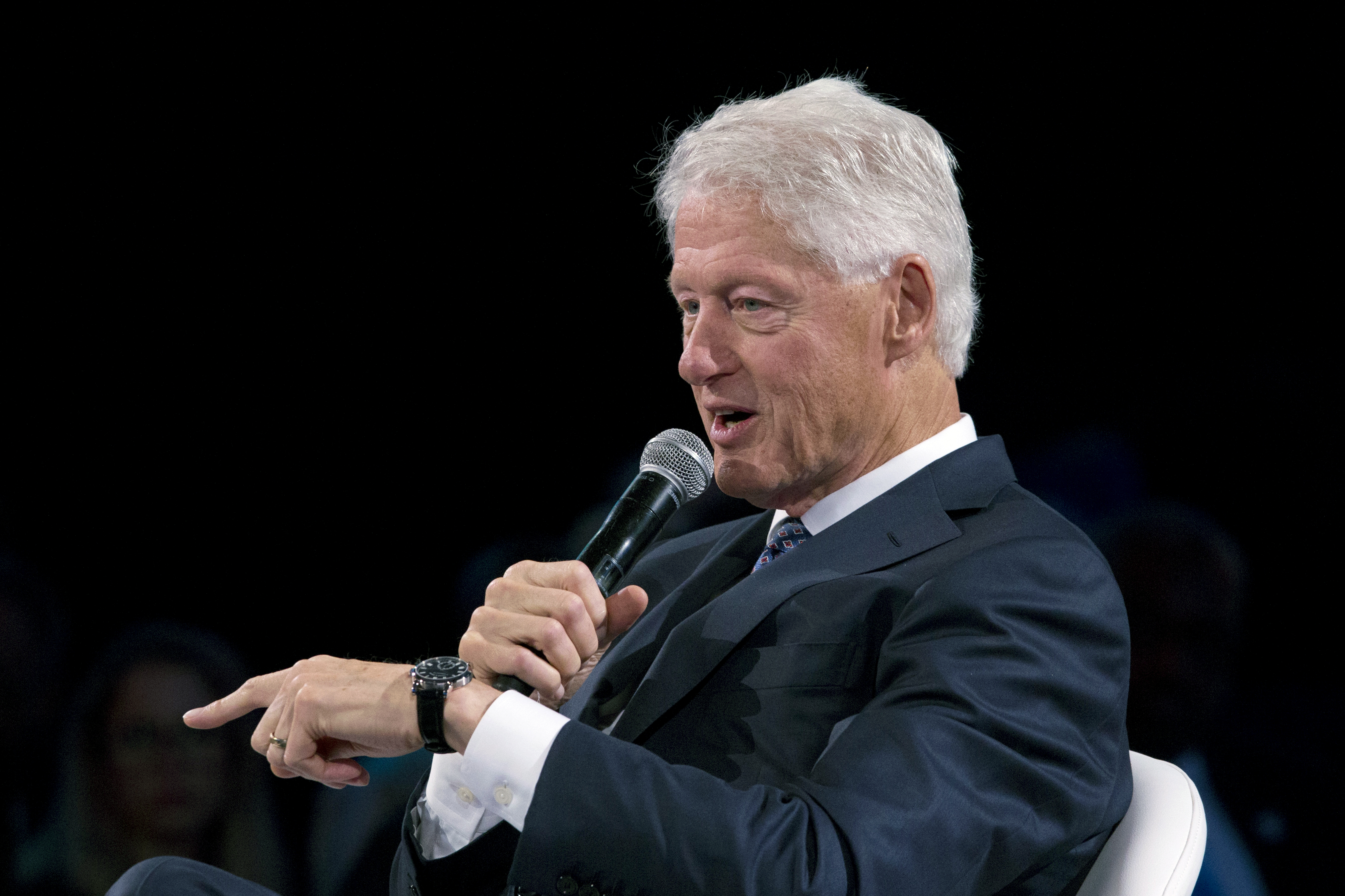 Former U.S. President Bill Clinton speaks at the Bloomberg Global Business Forum, Wednesday, Sept. 26, 2018, in New York.</body></html>