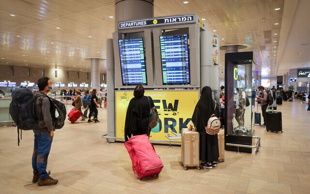 Travellers at the Ben Gurion International Airport on September 13, 2021. Photo by Nati Shohat/FLASH90