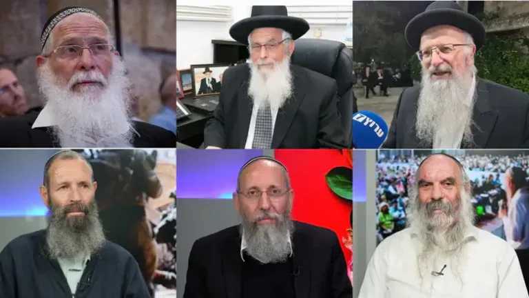  Rav Shmuel Eliyahu, Rav Yehoshua Shapira, Rav Yosef Tzvi Rimon, Rav Yigal Levinstein, Rav Elyakim Levanon, Rav Yaakov Ariel