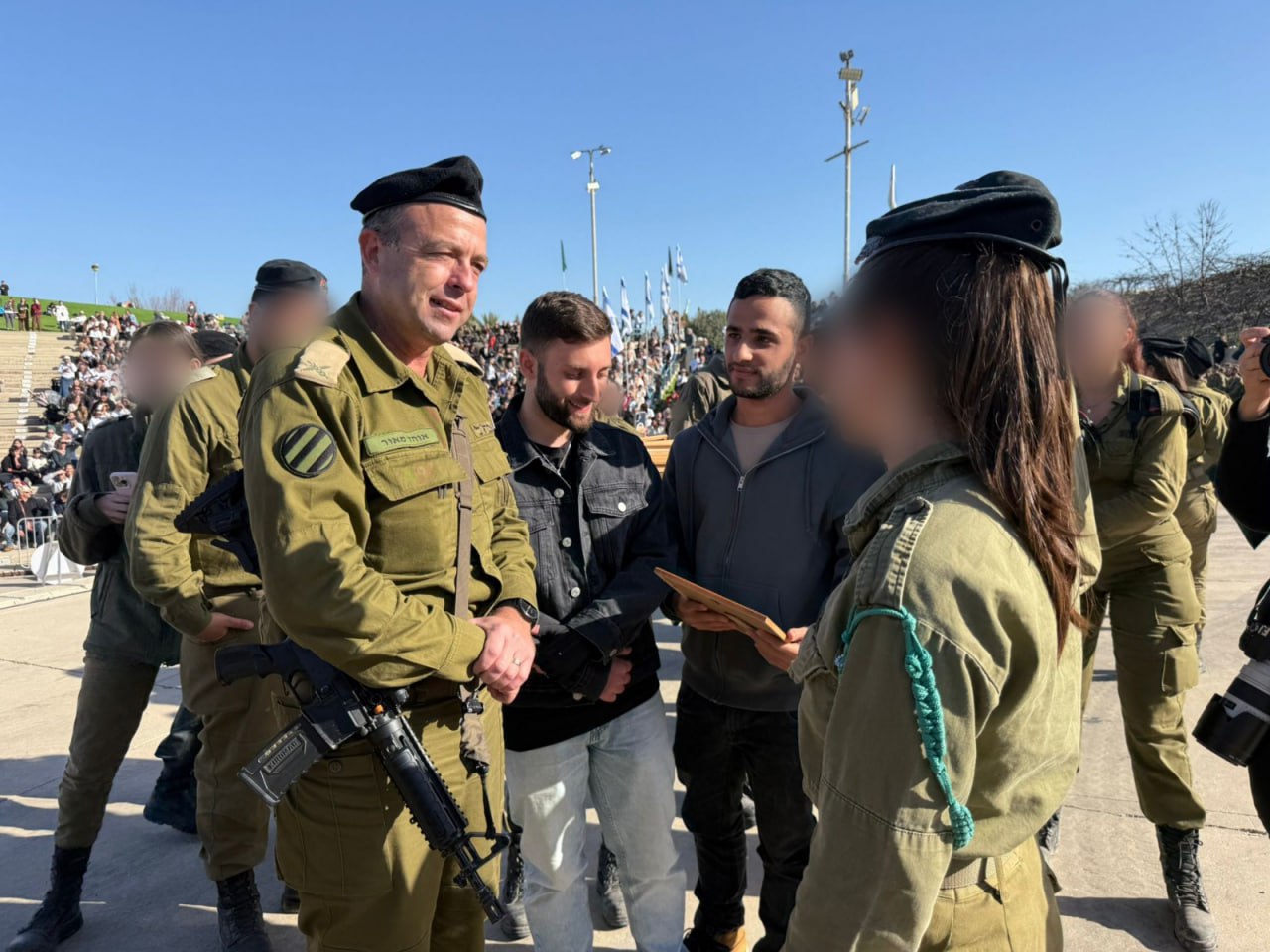 Former Hostages Nimrod Cohen and Matan Angrest Attend Armored Corps Beret...