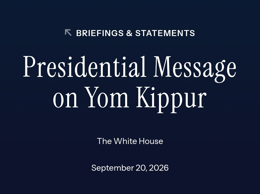 President Trump Issues Yom Kippur Greetings As Day Of Atonement Begins
